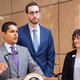 Assemblyman Miguel Santiago and Senator Scott Wiener urge California Governor Jerry Brown to sign Senate Bill 822 at a press conference on Thursday, Sept. 30, at the Ronald Reagan State Building in Los Angeles.